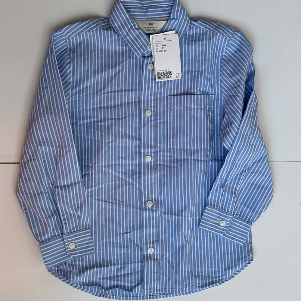 H&M Blue and White Striped Casual Shirt
